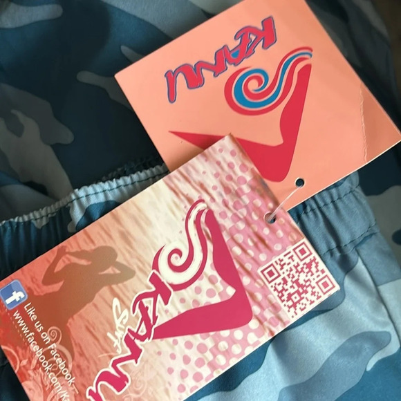 Kanu NWT women’s blue camo unlined swim/beach shorts size 12 - Picture 8 of 9